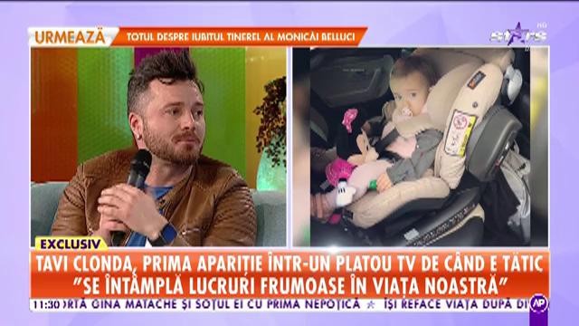 Tavi Clonda, prima apariție &icirc;ntr-un platou TV de c&acirc;nd e tătic. Gabriela Cristea i-a mai dăruit o fetiță