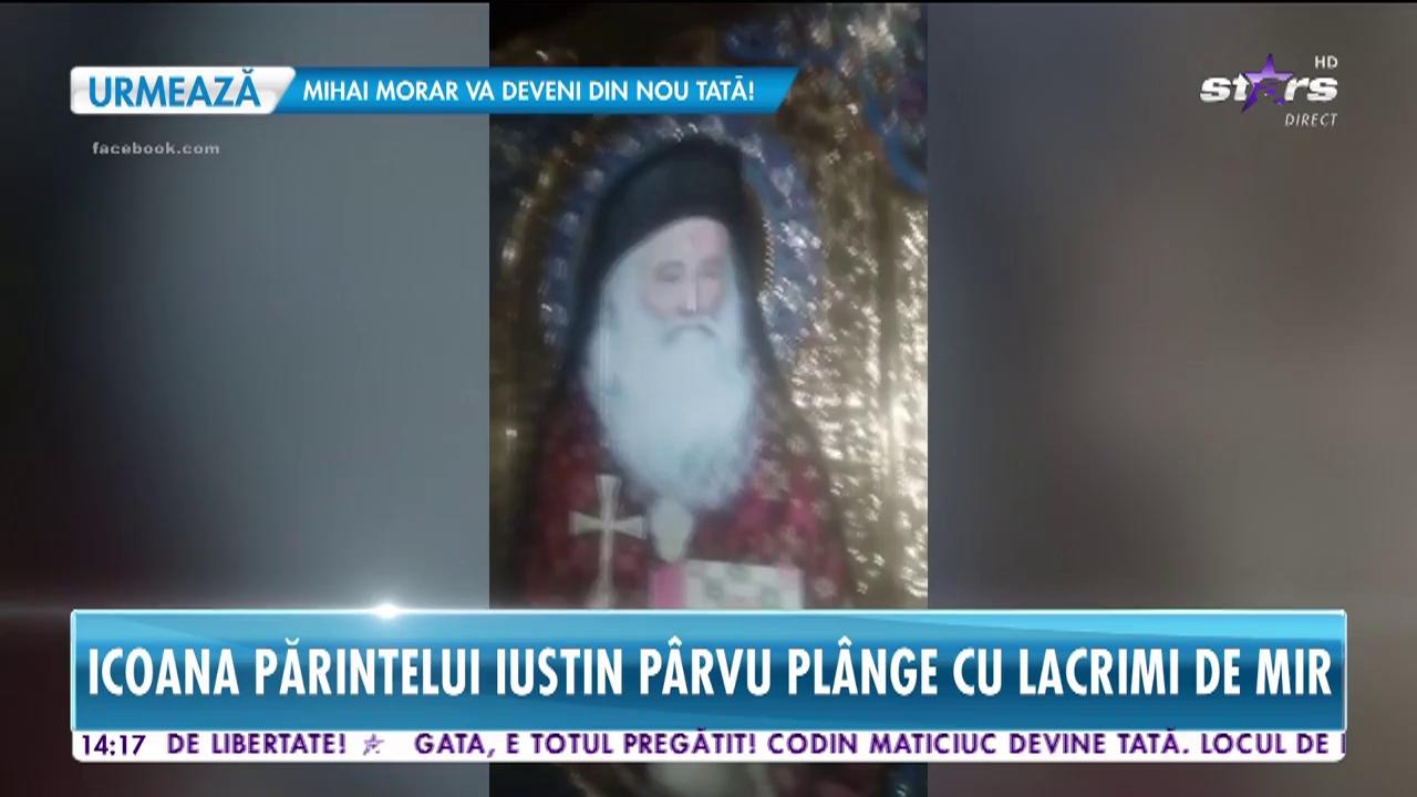 Icoana Părintelui Iustin P&acirc;rvu pl&acirc;nge cu lacrimi de mir