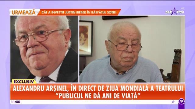 Actorii din lumea &icirc;ntreagă sărbătoresc Ziua Mondiala a Teatrului! Alexandru Arşinel: Au trecut aproape 60 de ani de c&acirc;nd sunt pe scenă