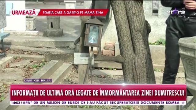 Informații de ultimă oră legate de &icirc;nmorm&acirc;ntarea Zinei Dumitrescu