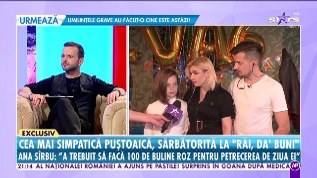 Cea mai simpatică puștoaică, sărbătorită la Răi da Buni. Ana Sîrbu: A trebuit să facă 100 de buline roz pentru petrecerea ei