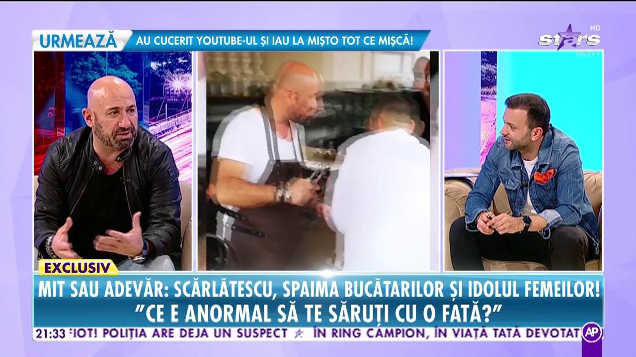 Chef Cătălin Scărlătescu, totul despre ipostazele tandre alături de o c&acirc;ntăreață celebră: "Ce e anormal să te săruți cu o fată? Nasol dacă mă prindeau că mă sărutam cu un bărbat"