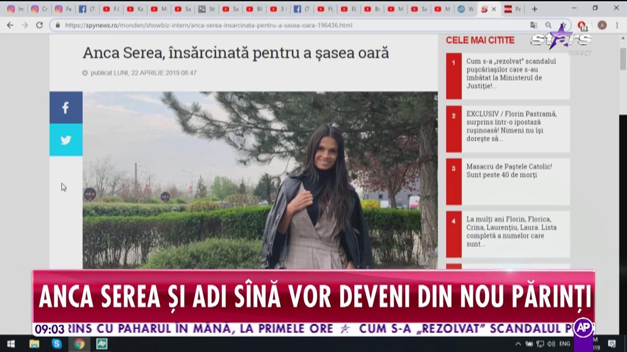 Anca Serea este &icirc;nsărcinată pentru a şasea oară: Mereu am spus că ne mai dorim un copilaș și iată că minunea s-a &icirc;nt&acirc;mplat