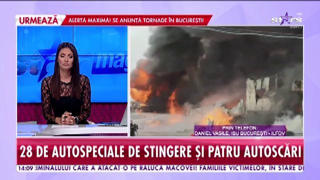 Incendiu puternic la un depozit din Afumați. Acționează 28 de autospeciale de stingere