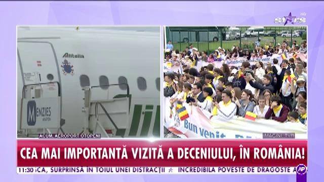 Avionul Papei Francisc a aterizat pe păm&acirc;nt rom&acirc;nesc. Președintele Klaus Iohannis și soția sa l-au &icirc;nt&acirc;mpinat