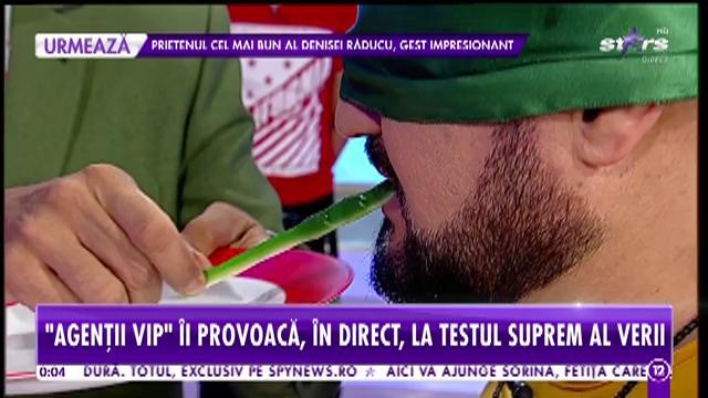 Agenţia VIP. Degustare pe nevăzute pentru Gipsy Casual. Iată ce au m&acirc;ncat artiștii &icirc;n timp ce erau legați la ochi