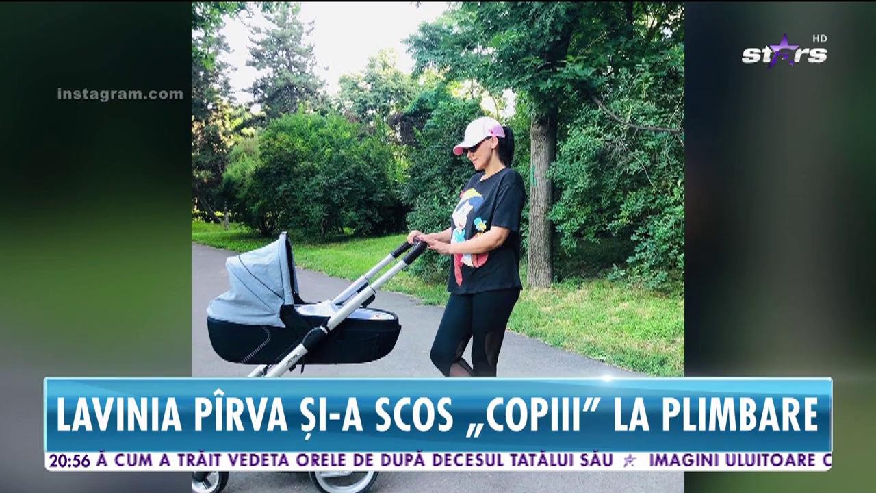 Lavinia P&icirc;rva, cu copilul şi căţelul la plimbare!