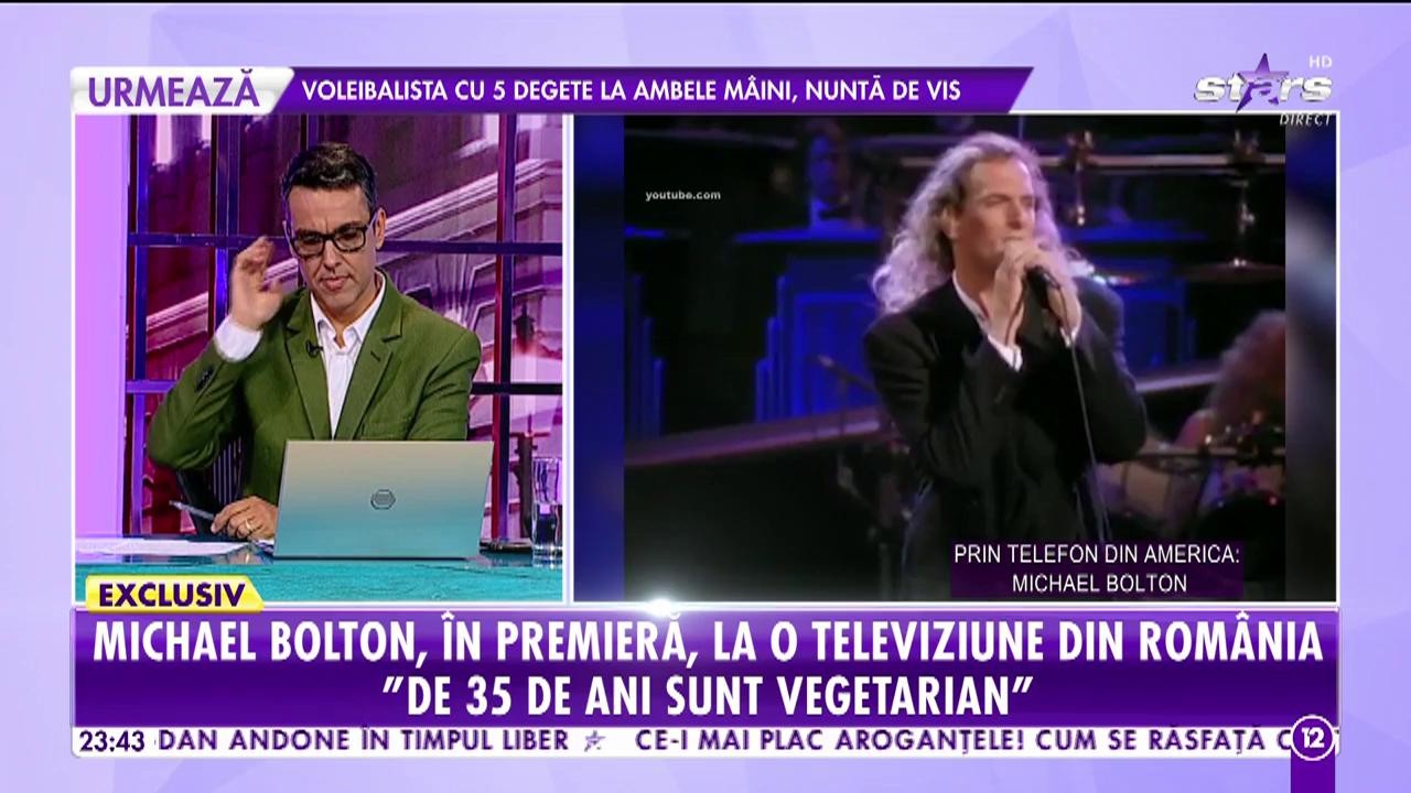 Agenția Vip. Michael Bolton, &icirc;n premieră, la o televiziune din Rom&acirc;nia: La 16 ani, am semnat cu prima casă de producție