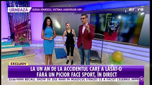 Agenţia VIP. La un an de la accidentul care a lăsat-o fără un picior, Stela Bizdu face sport, &icirc;n direct: &Icirc;nainte accident &icirc;mi era lene să merg la sală
