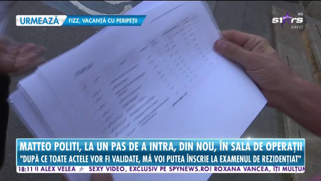 Star News. Matteo Politi a depus ultimele documente pentru a deveni medic cu acte &icirc;n regulă