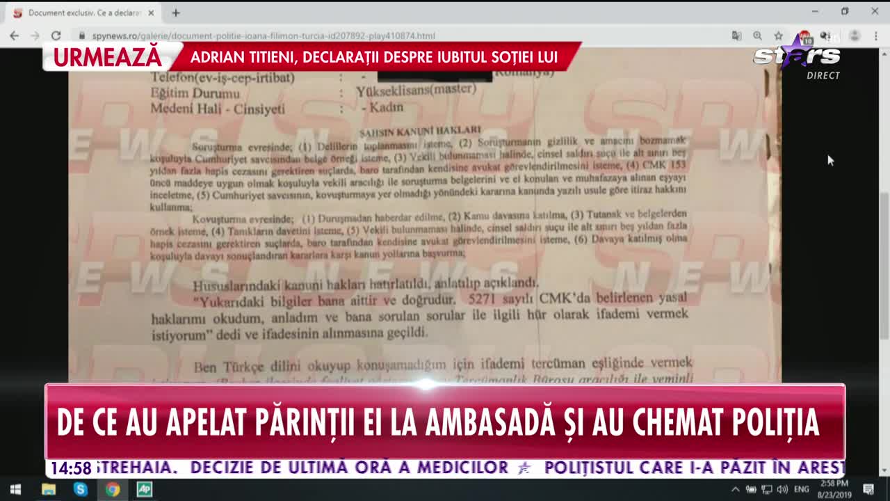 Ce a declarat Ioana Filimon &icirc;n faţa poliţiştilor din Turcia