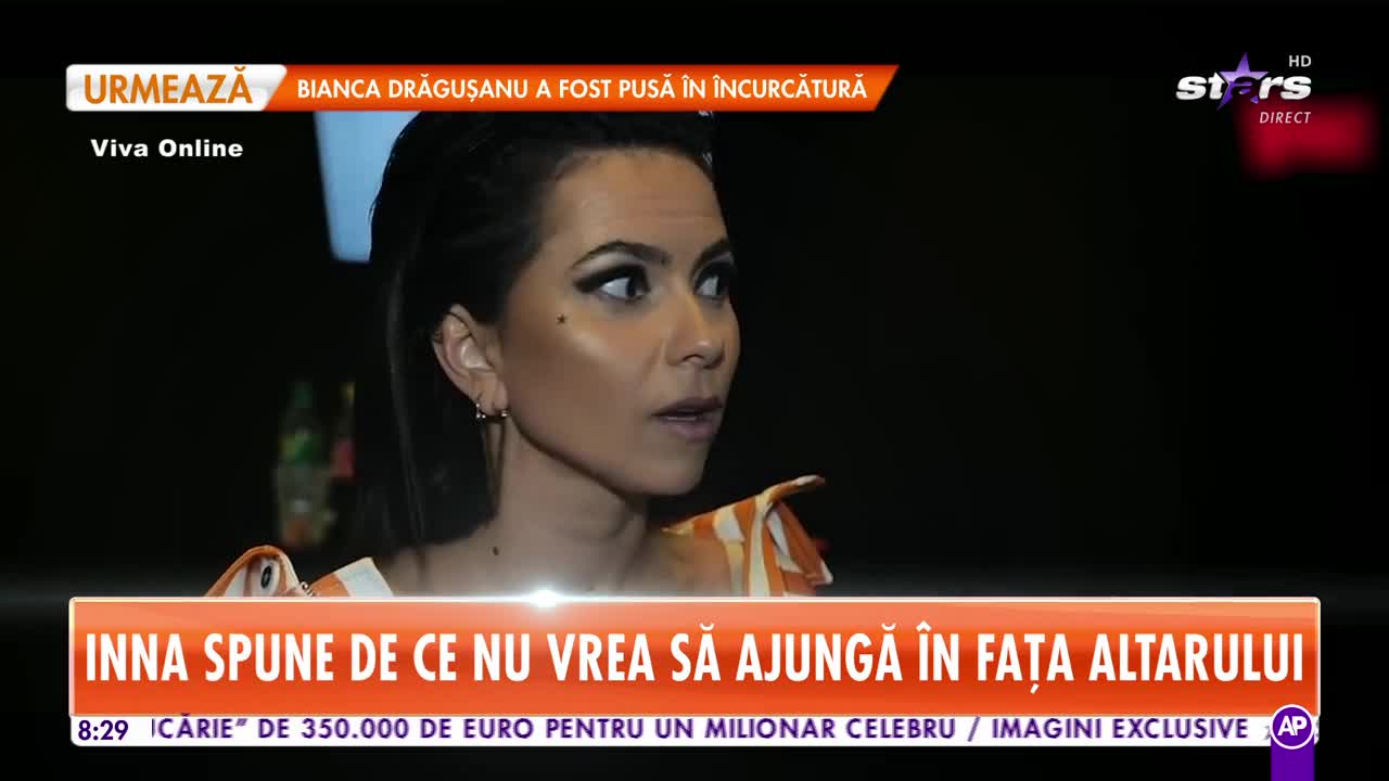 Star Matinal. Inna spune de ce nu vrea să ajungă &icirc;n faţa altarului. Artista vrea copil, dar nu vrea să audă de nuntă