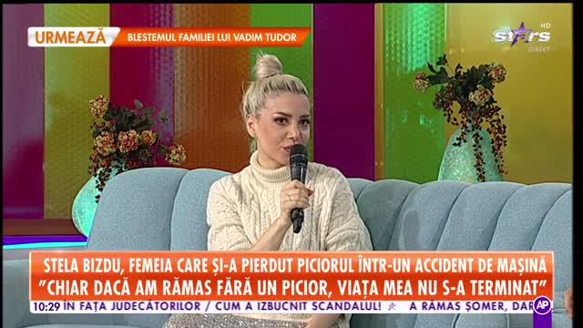 Viaţa a pus-o la grea &icirc;ncercare! Stela Bizdu şi-a pierdut piciorul &icirc;ntr-un accident de maşină