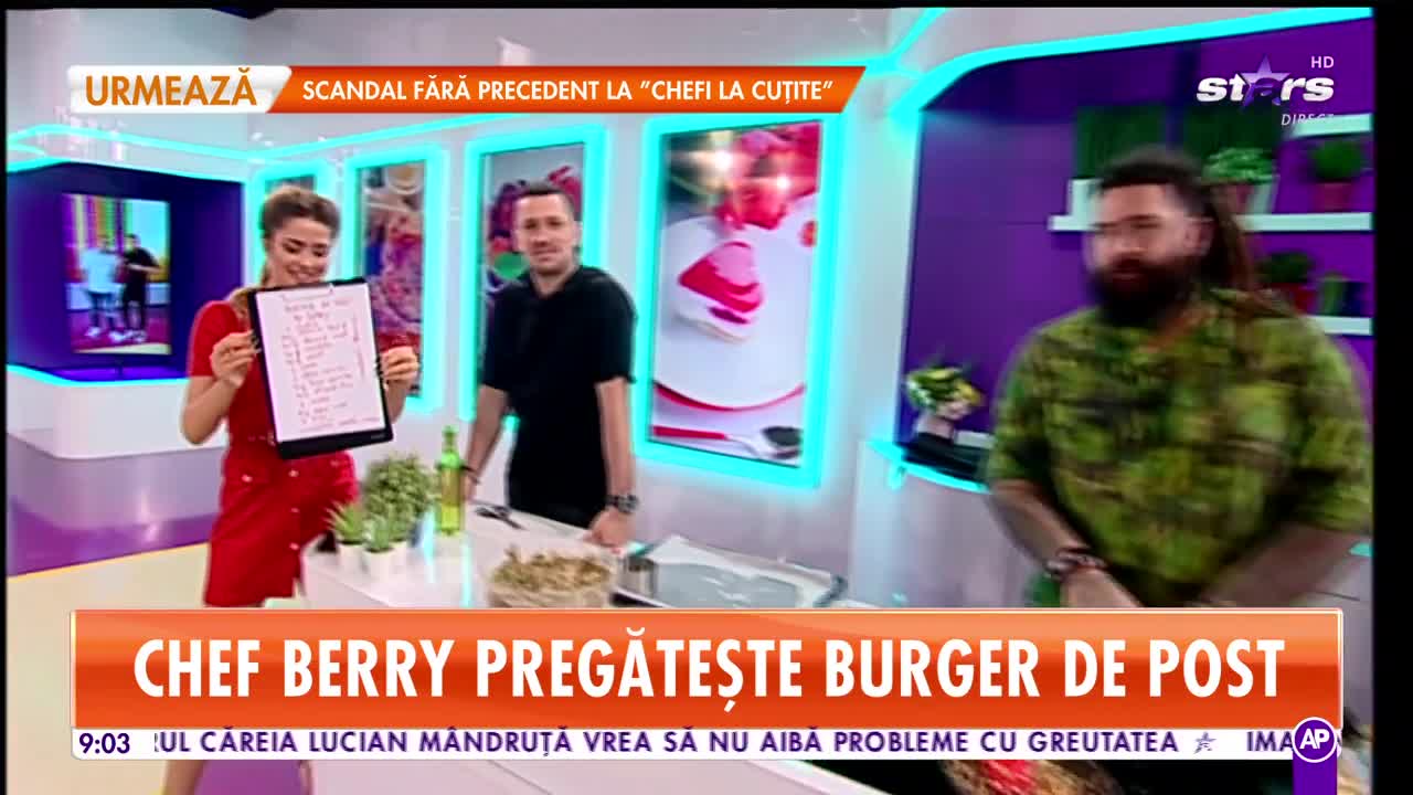 Rețeta zilei! Chef Berry pregătește burger de post