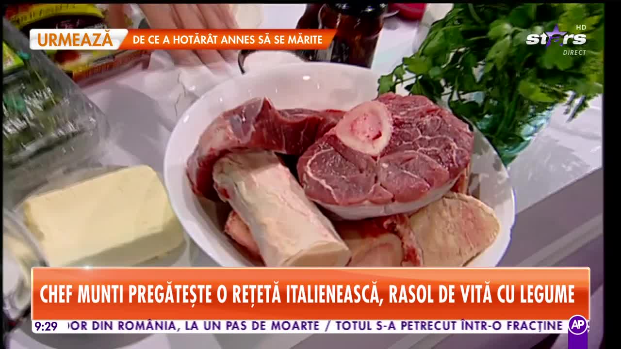 Star Matinal. Chef Munti pregătește o rețeta italienească: Rasol de vită cu legume