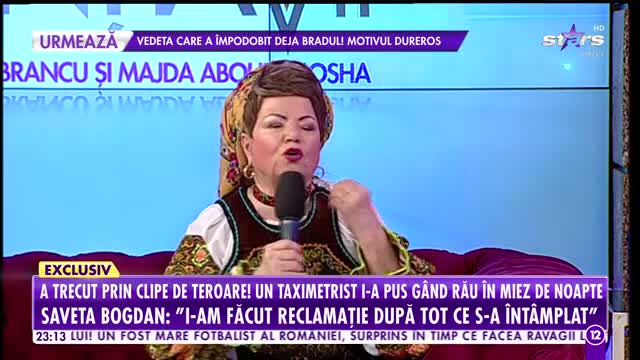 Agenția Vip. Saveta Bogdan a trecut prin clipe de teroare. Un taximetrist i-a pus gând rău în miez de noapte