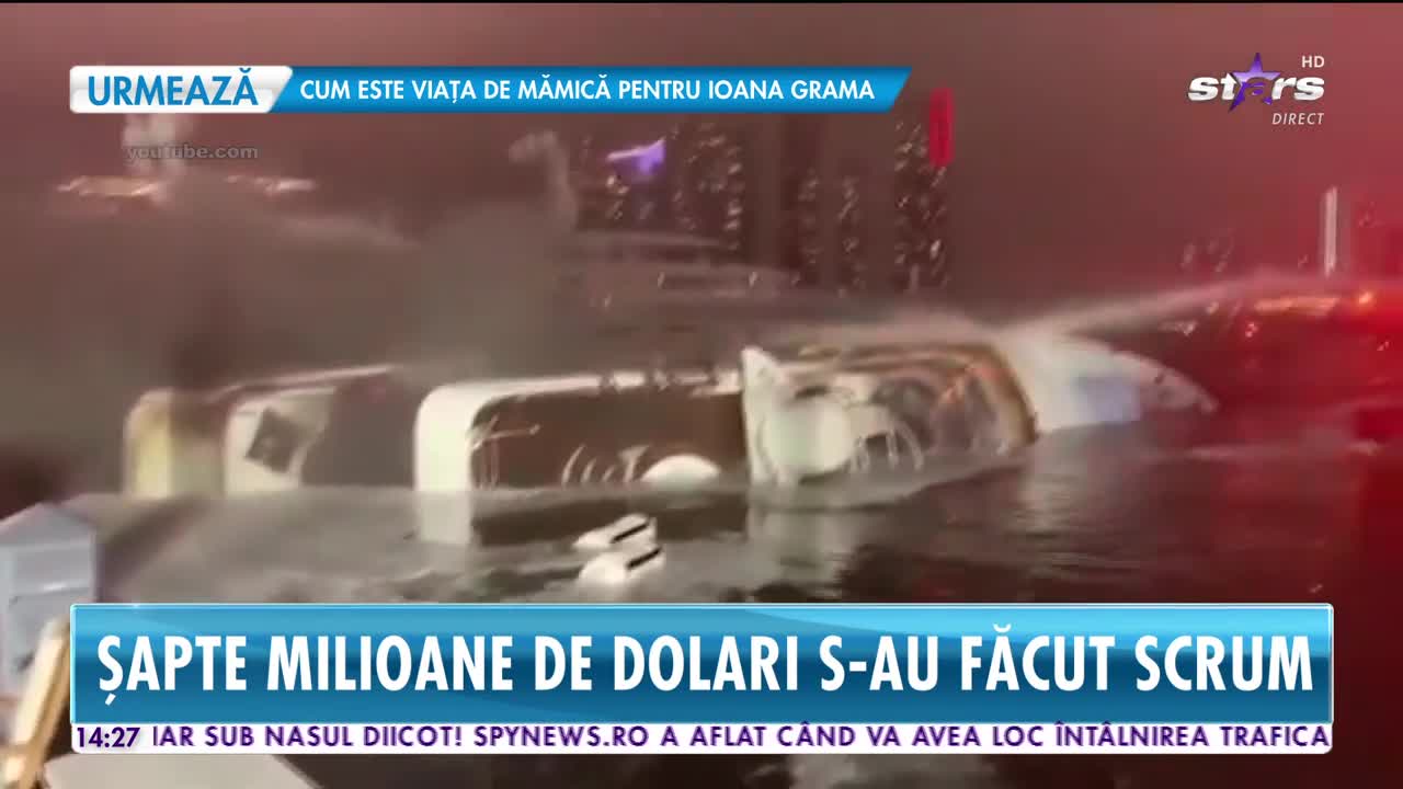7 milioane de dolari au ars scrum &icirc;n mai puțin de două ore!  Yahtul de lux al c&acirc;ntărețului Marc Anthony, distrus &icirc;ntr-un incendiu