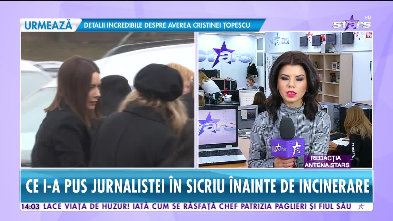 Star News. Gest sf&acirc;şietor al mamei Cristinei Ţopescu. Ce i-a pus jurnalistei &icirc;n sicriu