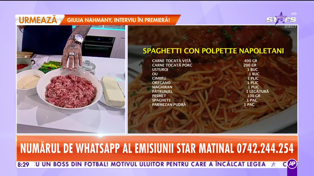 Star Matinal. Reţeta lui Chef Munti - Spaghetti con polpette napoletane