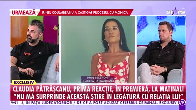 Claudia Pătrăşcanu, prima reacție la adresa lui  Gabi Bădălău, la Star Matinal: Nu mai există nicio șansă de &icirc;mpăcare