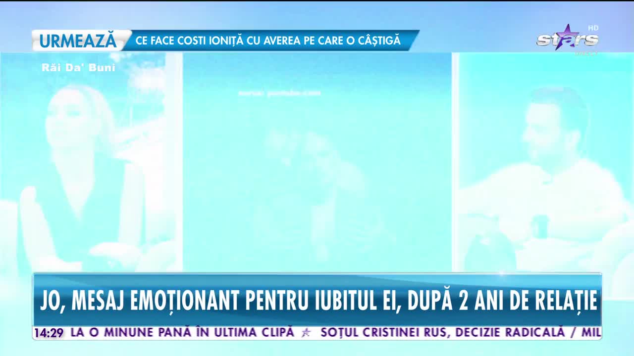 Jo, mesaj emoţionant pentru iubitul ei