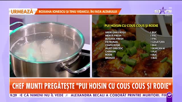 Reţeta lui Chef Munti de la Star Matinal: Pui hoisin cu cous cous şi rodie