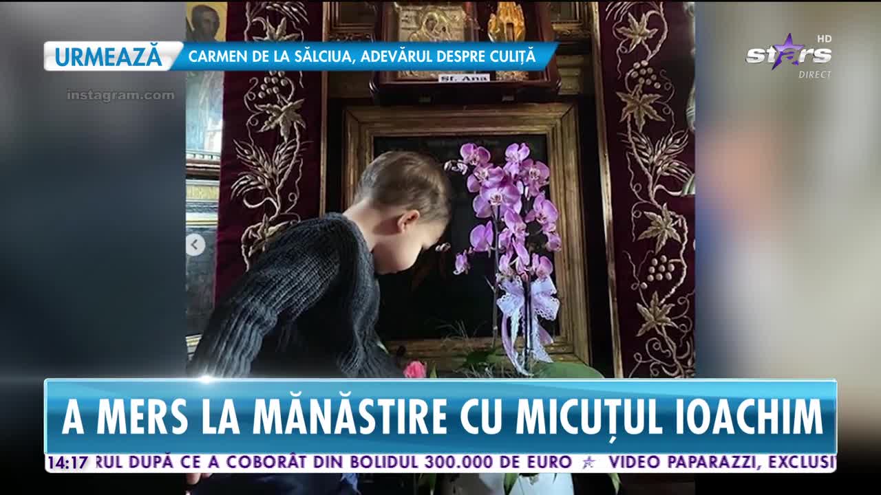 Andreea Popescu a mers la mănăstire cu soţul şi micuţul Ioachim