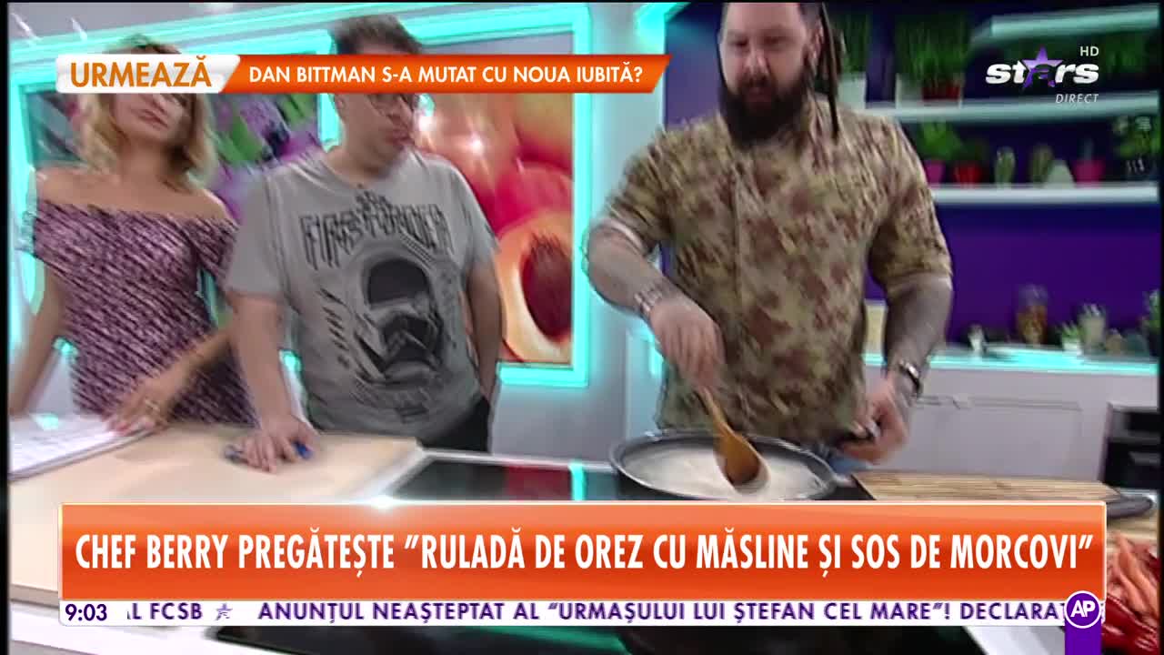 Reţeta lui Chef Berry la Star Matinal: Ruladă de orez cu măsline şi sos de morcov