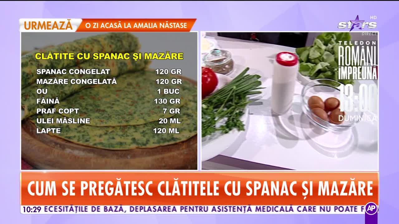 Reţeta lui Chef Munti de la Star Matinal: Clătite cu spanac şi mazăre