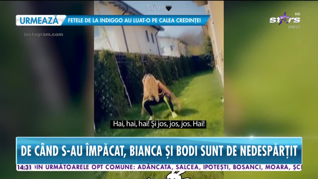 Bianca Drăguşanu şi Alex Bodi fac sport împreună în curtea casei