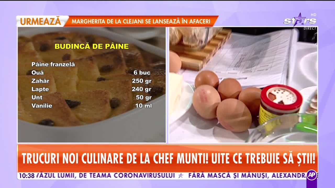 Reţeta lui Chef Munti de la Star Matinal: Budincă de p&acirc;ine