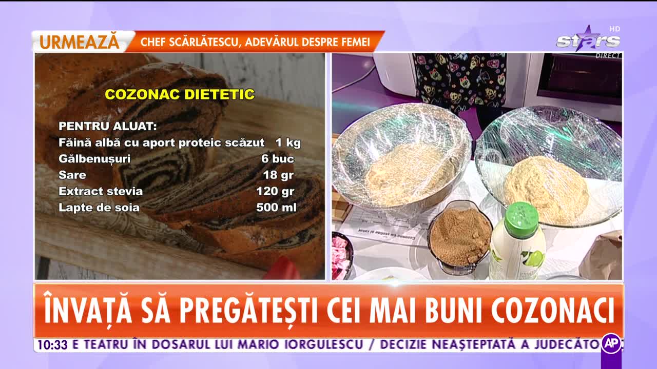 Reţeta lui Chef Munti de la Star Matinal: Cozonac cu stafide şi rahat şi cozonac dietetic