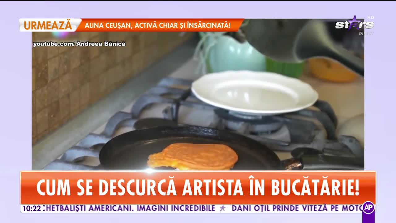 Andreea Bănică a făcut show total în bucătărie! Vezi rețeta clătitelor curcubeu!