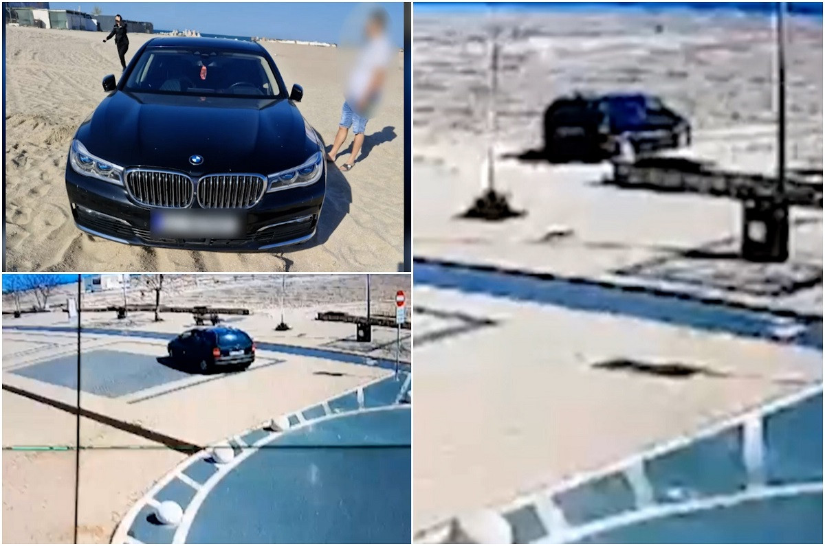 Doi șoferi, filmați cum intră cu mașinile pe o plajă din Constanța. Au fost "premiați" de poliție cu câte 10.000 de lei fiecare