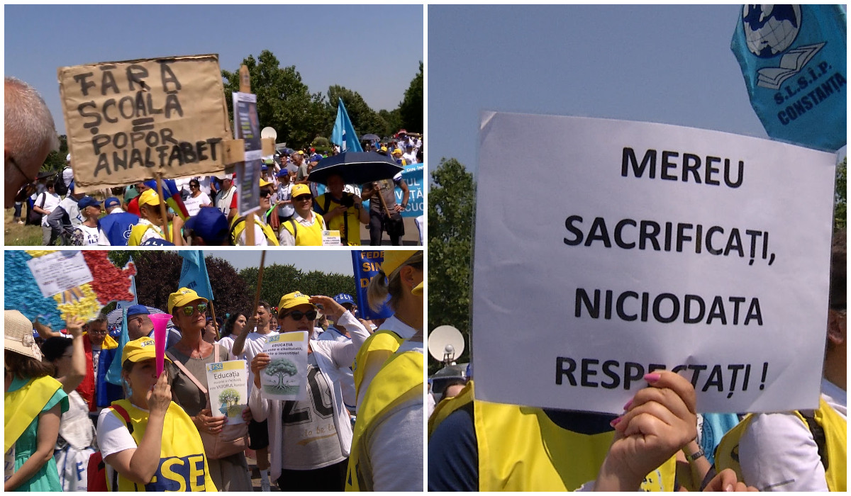 Profesorii au protestat în faţa Palatului Parlamentului, în ziua asumării Legii Austerităţii