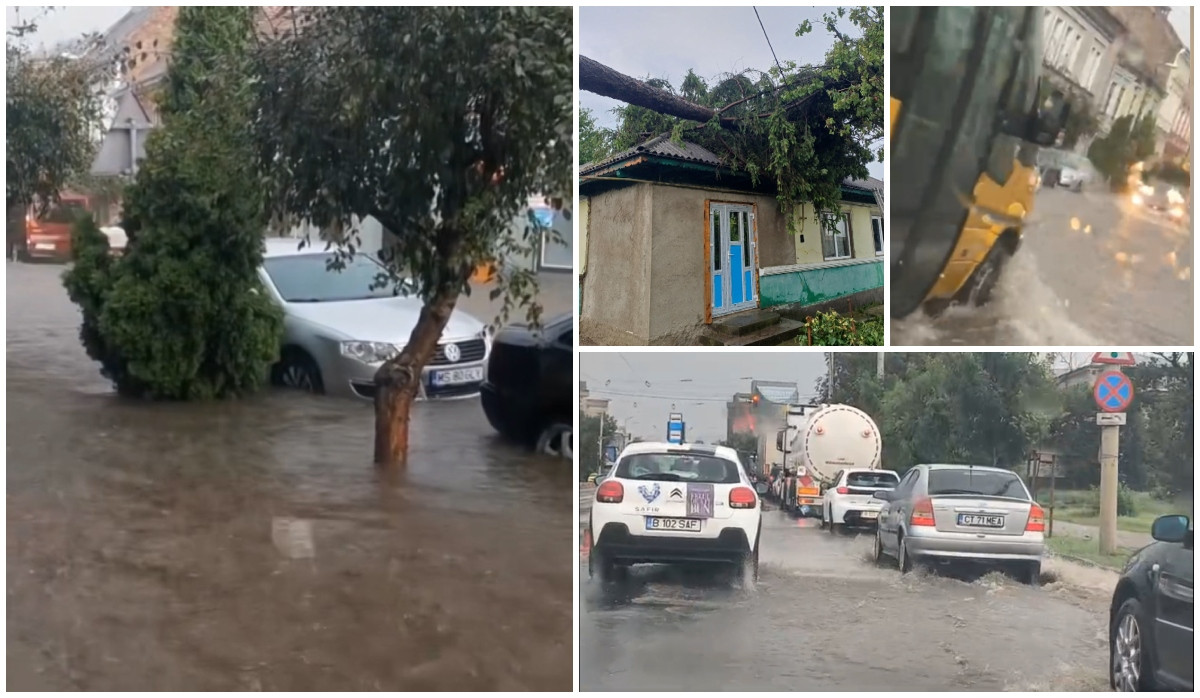 "În viaţa mea, nu am văzut aşa ceva, potop". O vijelie de cod roşu a făcut prăpăd în mai multe judeţe