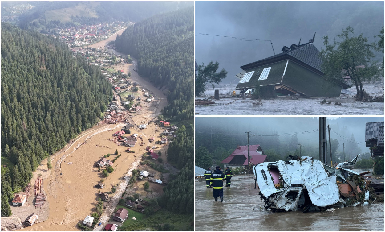 Imaginile dezastrului după viiturile catastrofale din Suceava şi Neamţ. Case şi maşini, luate de puhoaie