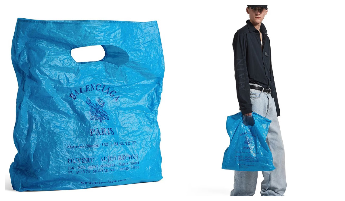 Balenciaga face furori cu o nouă geantă în formă de pungă