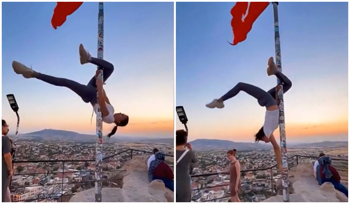 Ce a păţit o turistă după ce a fost filmată dansând pe catargul unui steag, la o cetate din Turcia