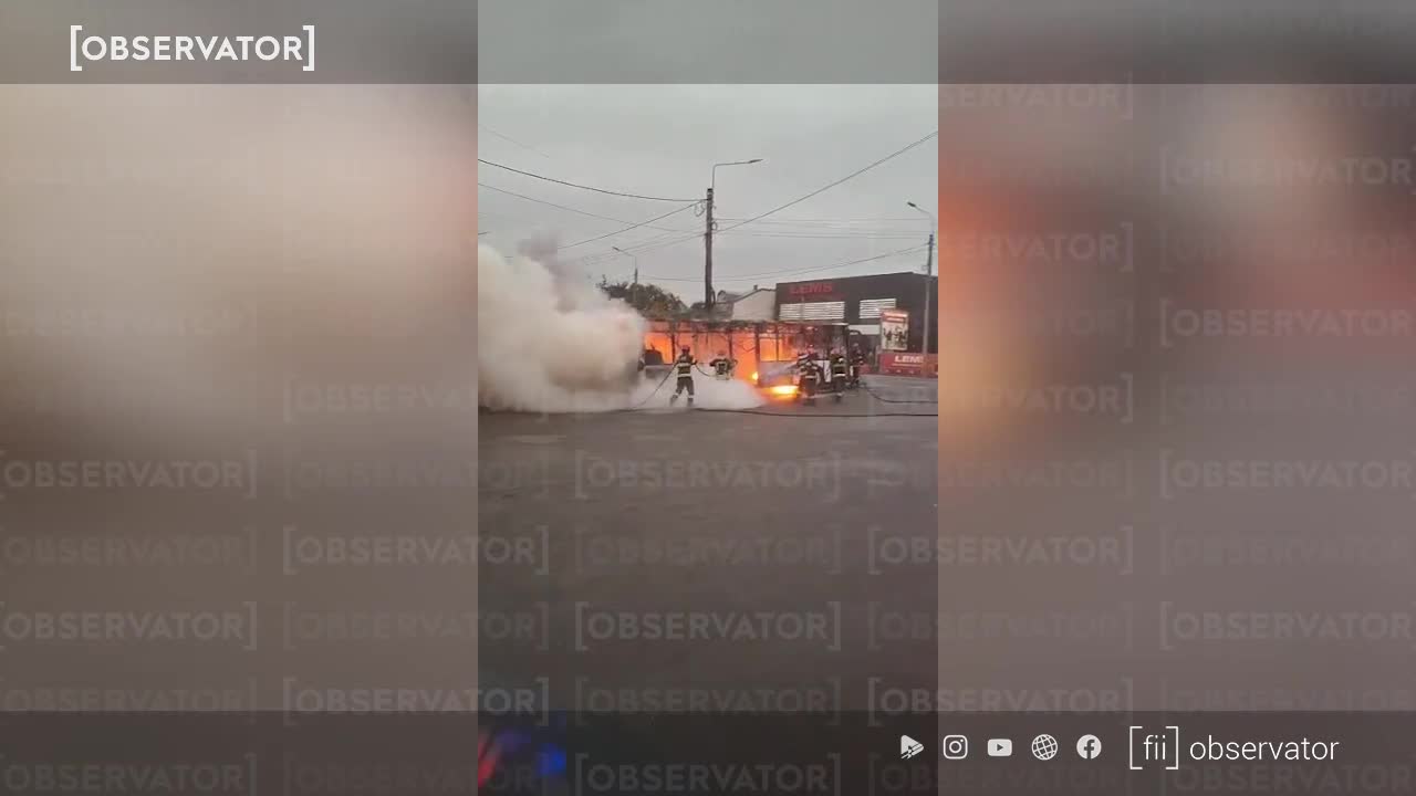 Autobuz cu muncitori a luat foc pe Șoseaua Vizirului, Brăila