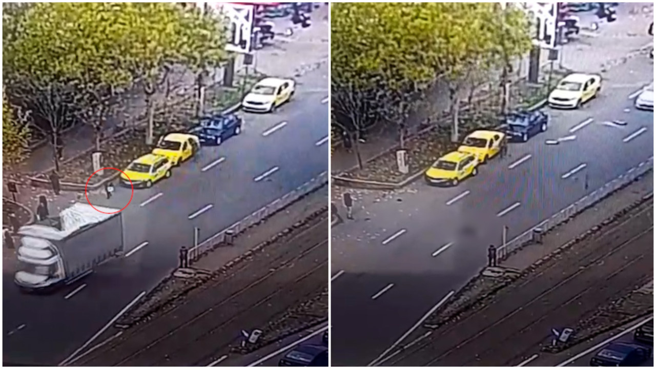 Momentul în care o femeie este lovită de un cablu rupt în Capitală