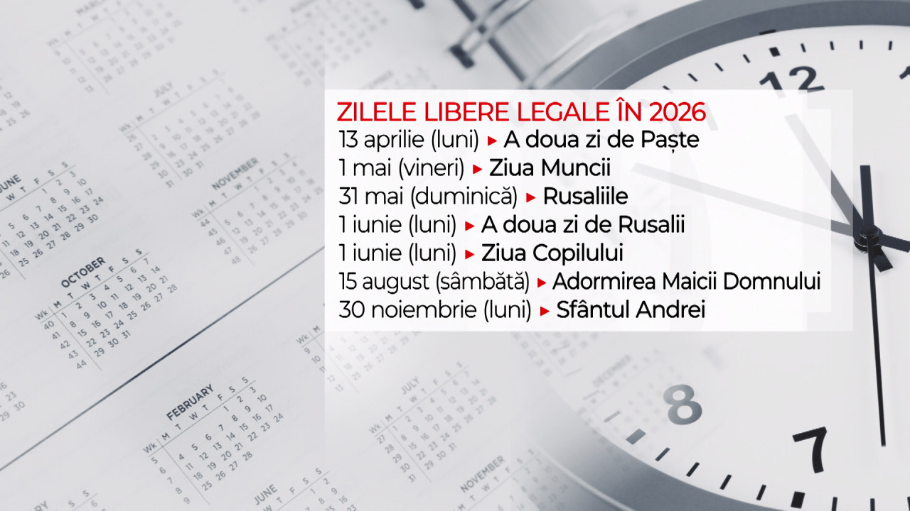 Calendarul zilelor libere din 2026