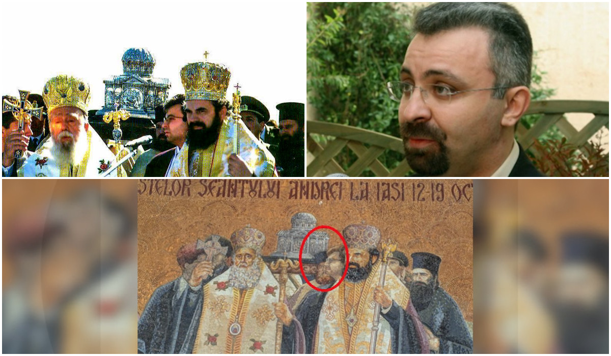 Un grec condamnat pentru furt apare lângă Patriarhul Daniel pe un mozaic din curtea Mitropoliei Iaşi