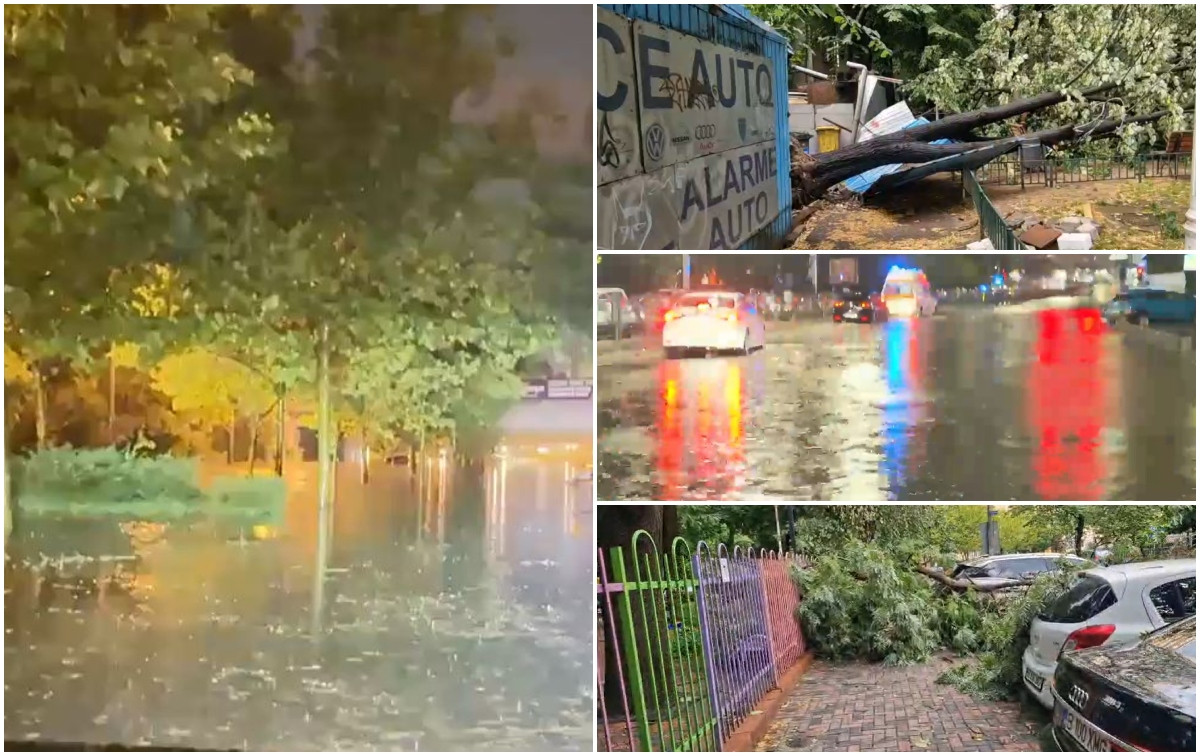 Bucureştiul, lovit de cea mai puternică furtună de 40 de ani. Străzi inundate şi peste 1400 de intervenţii