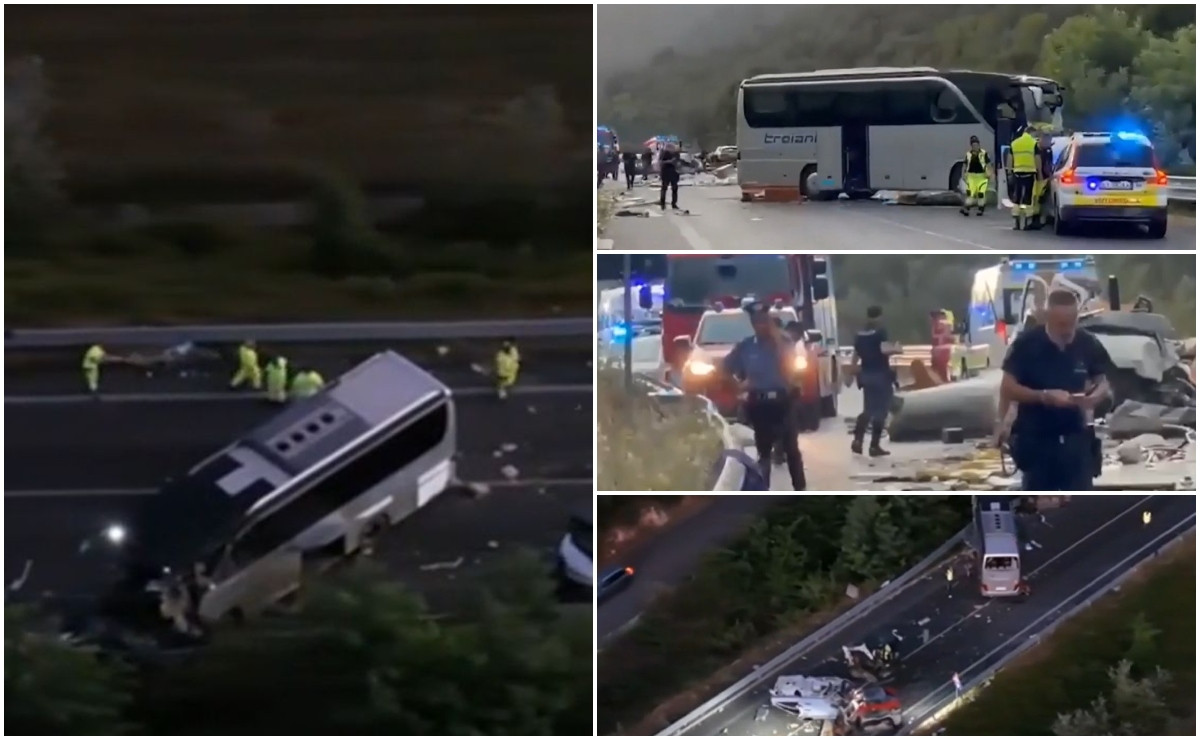 Carnagiu pe o șosea din Italia: 6 morți și 26 răniți, după impactul frontal dintre o rulotă şi un autocar