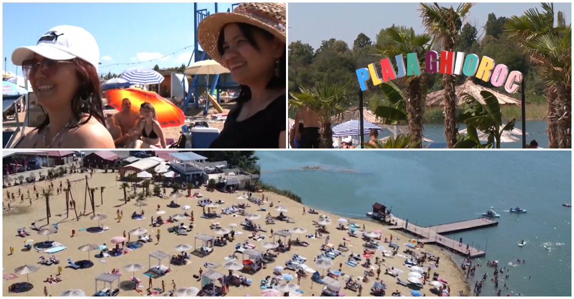 Reacţia unor filipineze când au ajuns pe "litoralul" din vestul ţării. Atmosferă ca-n Ibiza lângă Arad