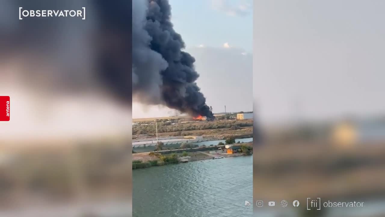 Incendiu cu degajări mari de fum la un centru de colectare mase plastice din Lumina, județul Constanța