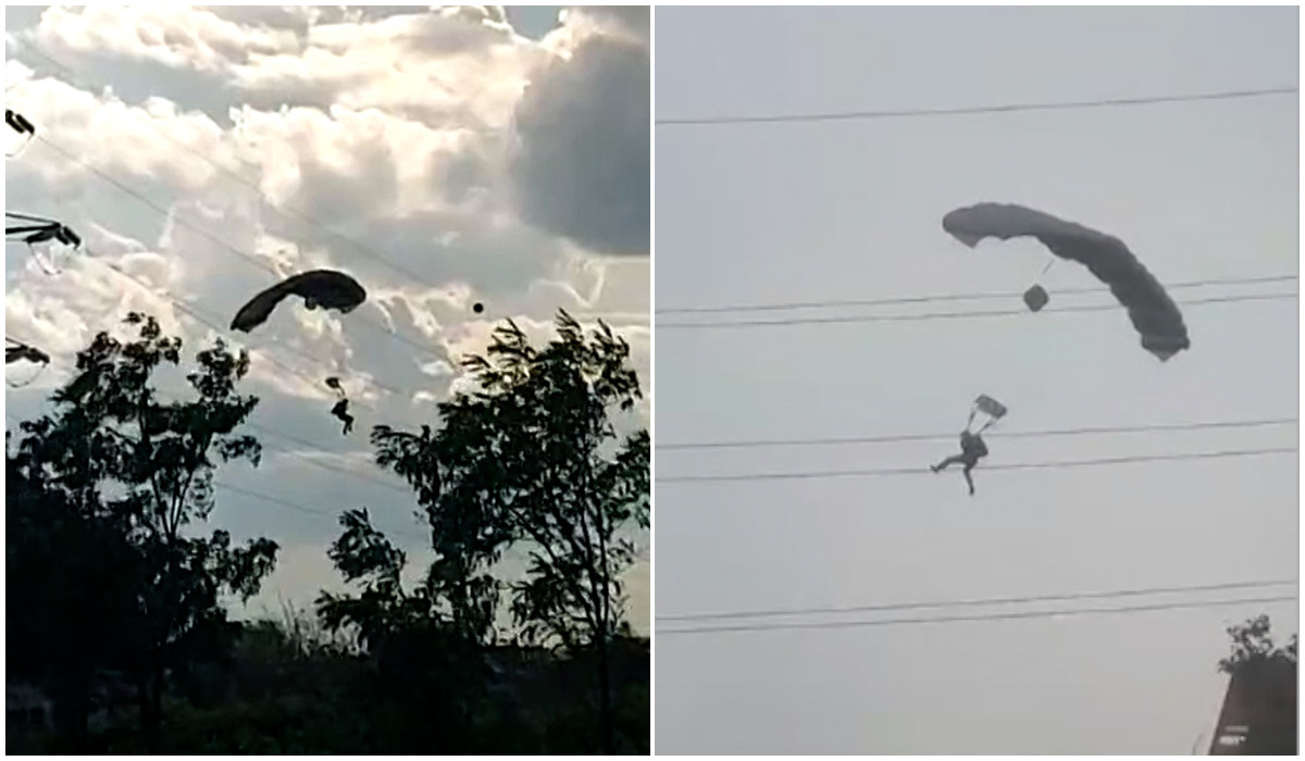 Militari răniți în timpul unui exercițiu de parașutare, în Mureș. Unul a rămas agățat de fire de electricitate