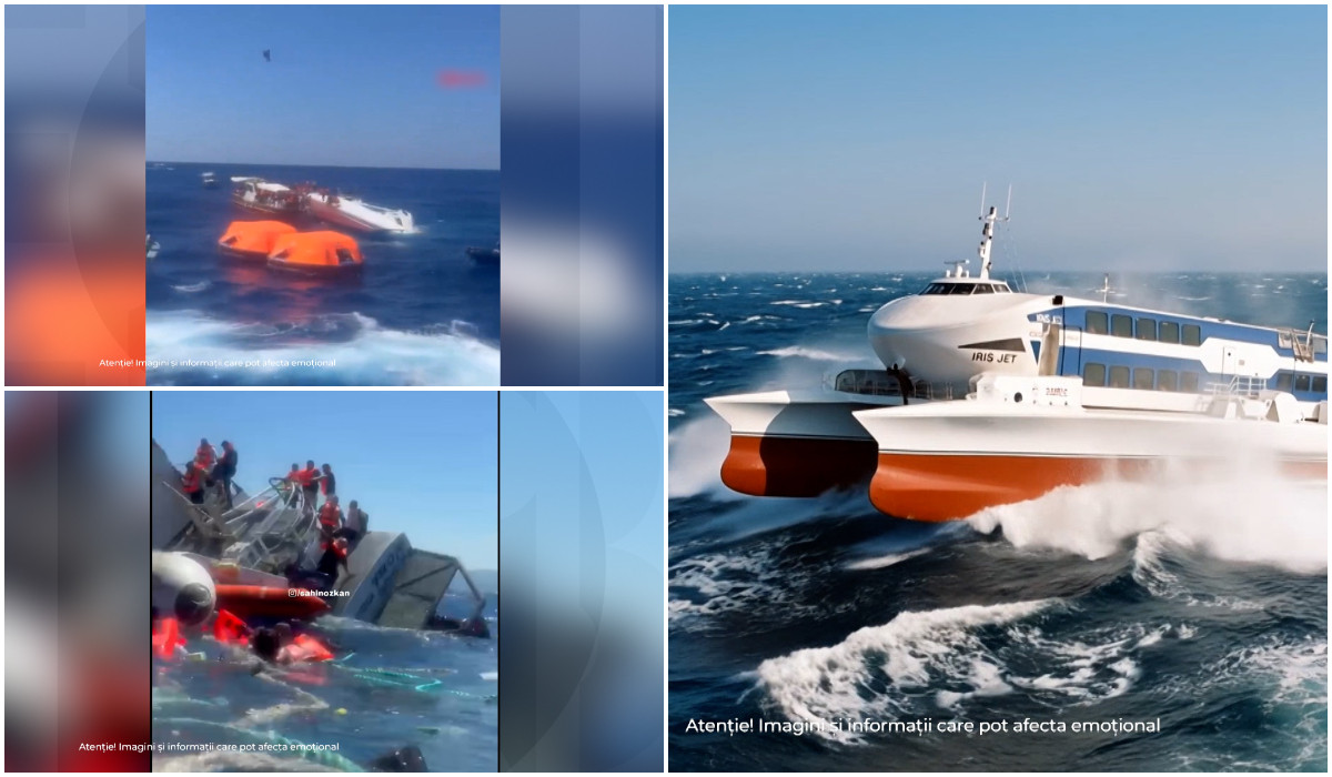 ANIMAȚIE. Feribotul Filo Jet, cu 267 de oameni la bord, s-a scufundat. Căpitanul și-a abandonat călătorii