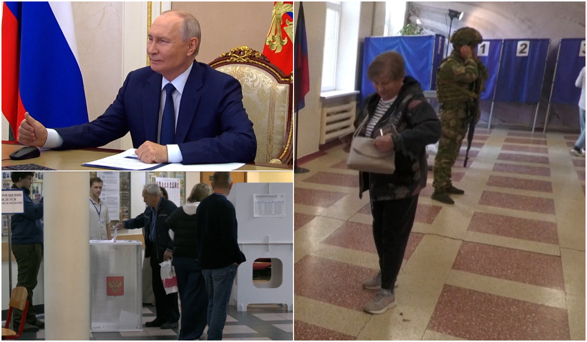 "Înțelepciunea rusească", în acțiune la alegeri. Oamenii votează supravegheați de soldați înarmați